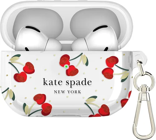 Kate Spade New York Estuche Protector para AirPods Pro con Anillo Llavero - Puntos Cereza, Compatible con AirPods Pro de 2ª / 1ª Generación