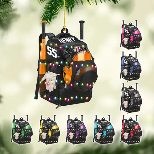 Vista 21 de Personalized Baseball Ornament, Custom Name and Jersey Number Flat Ornaments, Sports Christmas Decoration for Boys, Athletes, Coaches, Baseball