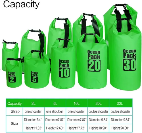 Vista 4 de Bolsa seca flotante impermeable Bear Outdoor, para canotaje, kayak, senderismo, snowboard, acampada, rafting, pesca y excursionismo, negro, 10L