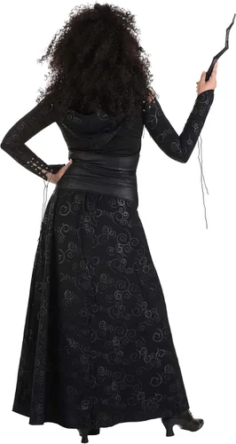 Vista 6 de Women's Deluxe Harry Potter Bellatrix Lestrange Costume, Black Dress Corset, Evil Wizard Outfit for Halloween