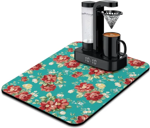 Vista 16 de Tapete de barra de café, accesorios para encimera, absorbente, para ocultar manchas, con parte trasera de goma, tapete de secado de platos