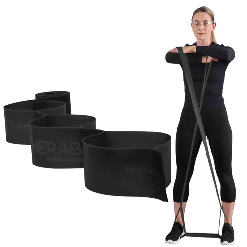 THERABAND CLX Banda de Resistencia con Bucles, Banda de 5 Pies, Negra, Especial Pesada, Sin Látex, Banda Elástica para Ejercicio, Movilidad y