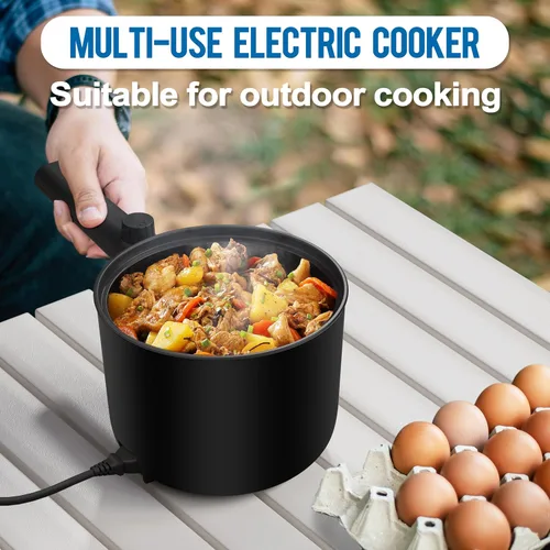 Vista 5 de Topwit Olla caliente eléctrica, olla de ramen de 1.5 L, sartén portátil antiadherente, olla eléctrica para pasta, bistec, sin BPA, cocina eléctrica