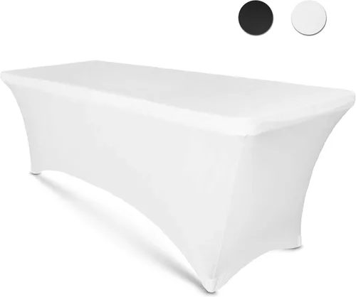 Vista 8 de Luxury Collection - Mantel rectangular de lino de elastano de 6 pies, funda ajustable para mesa plegable de 6 pies, ropa de cama de boda, paños