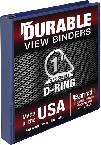 Vista 94 de Samsill - Carpeta duradera de 5 pulgadas, fabricada en los Estados Unidos, con anillos en D, transparente y personalizable, color blanco