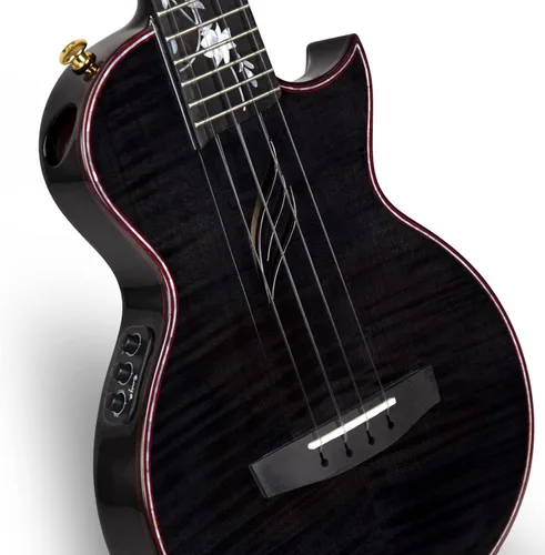 Vista 5 de Ukelele Enya Tenor completamente de madera de arce flameado con captador acústico AcousticPlus incorporado y estuche de lujo