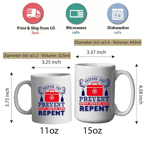 Vista 5 de Gift Ideas for First Aid Preparers Prevention Tips and Advice For Healthcare Professionals 11oz 15oz White Coffee Mug