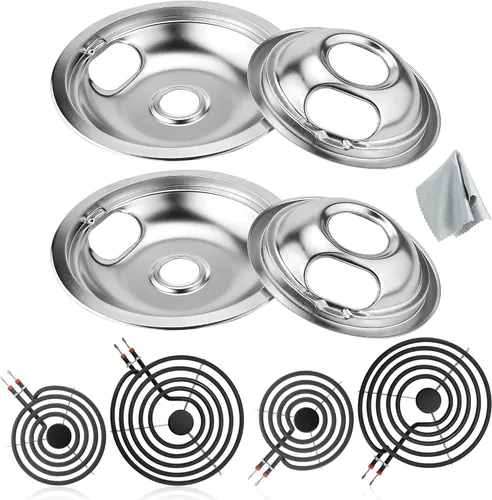 Sartenes de goteo para estufa eléctrica y quemador de estufa MP22YA de repuesto para estufa eléctrica W-hirlpool Ken-more Ama-na, 2 x 6 pulgadas y 2