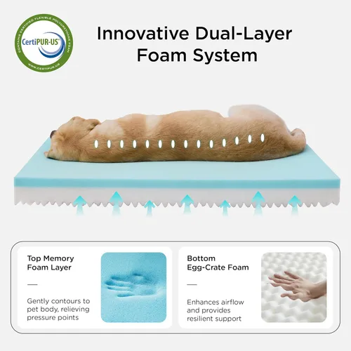 Vista 2 de Bedsure Cama para perros de espuma viscoelástica para perros pequeños, camas ortopédicas para mascotas para jaula con funda extraíble lavable