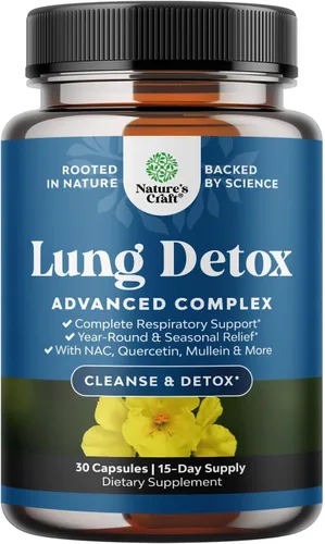 Vista 11 de Cápsulas de hojas de gordolobo para desintoxicación pulmonar, complejo purificador de limpieza pulmonar con quercetina NAC y extractos de cordyceps