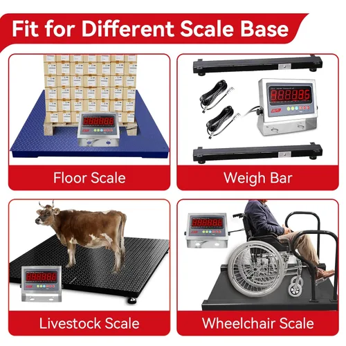 Vista 5 de Indicador digital PEC 304 de acero inoxidable aprobado por NTEP con pantalla LED para básculas de piso, básculas de ganado, básculas de camiones