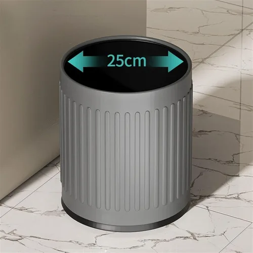 Vista 5 de Waste Bin Modern Round Trash Can, Open Top Metal Trash Can, 10/14L Household Garbage can with Liner Bucket for Living Room Bedroom Office Bathroom