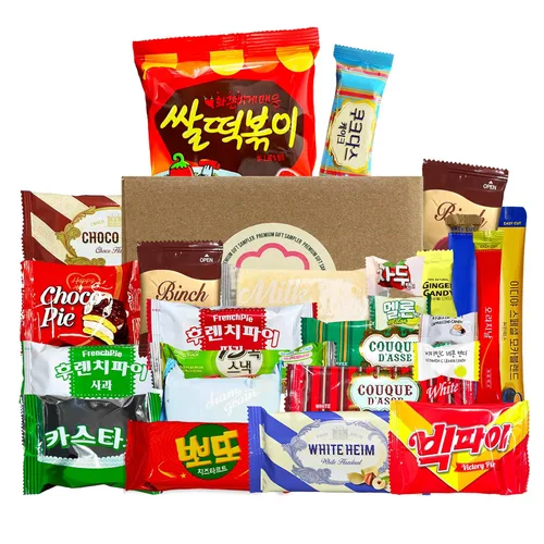 Journey of Asia - Caja de bocadillos coreanos de 25 unidades, paquetes envueltos individualmente de dulces, aperitivos, papas fritas, galletas, caja
