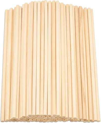 Vista 21 de Varilla de Clavija de Madera, 1/8 Pulgada x 12 Pulgadas Clavijas de Madera, Paquete de 100 Clavijas de Madera para Manualidades, Varillas