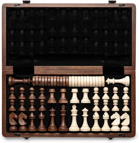 A&A - Juego de ajedrez magnético de madera de 15 pulgadas para adultos, piezas únicas de ajedrez de 3 pulgadas de altura King / 2 reinas Oscuro