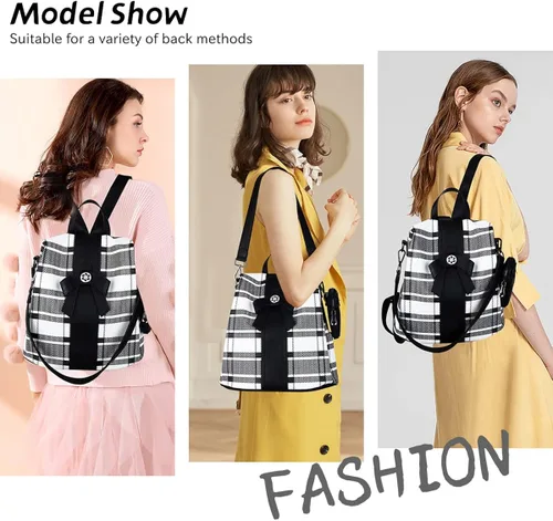 Vista 6 de Mochila para mujer, mochila de moda, monederos de piel sintética, mochila antirrobo, bolso de hombro