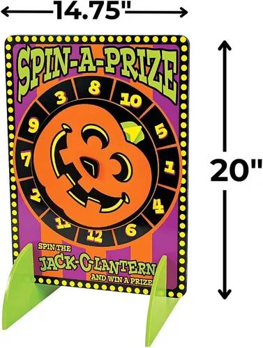 Vista 3 de Fun Express Rueda giratoria de premios con soporte, juegos de carnaval de Halloween para niños y adultos, rueda giratoria para premios
