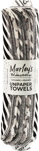 Vista 29 de Marley's Monsters UNpaper Towels - Rollo de 24 unidades, toallas de papel reutilizables, sin papel, algodón, sin árboles (rayas negras y blancas)