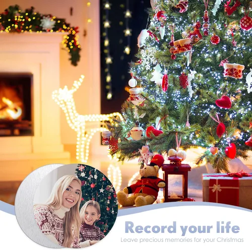 Vista 7 de Juego de calcomanías de aluminio en blanco para sublimación, bandeja redonda con colgante de bisel en blanco, incluye discos en blanco