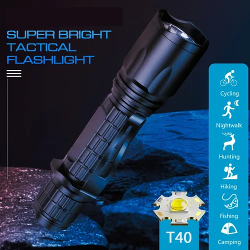 Vista 7 de WholeFire Linternas de riel Picatinny de 5000 lúmenes, 5 modos de luz recargable, linterna táctica para rifle con montaje de rieles Picatinny e
