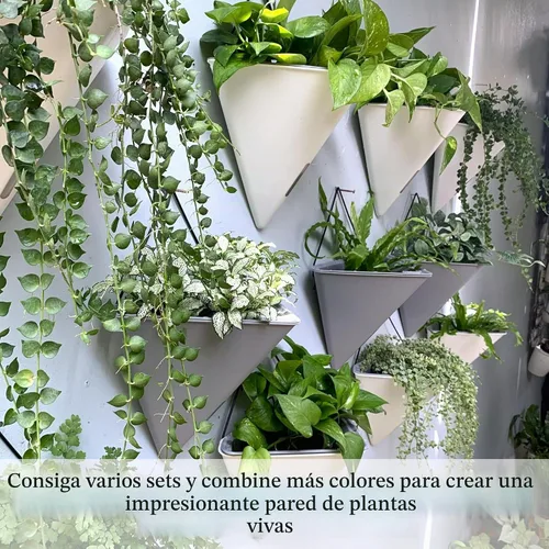 Vista 9 de LaLaGreen - Maceteros de pared para plantas de interior, paquete de 2, 12 pulgadas, grandes con autoriego, negro, geométrico, colgante, florero