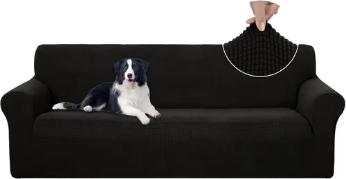 Vista 24 de U-NICE HOME Funda elástica para sofá, lavable, protector de muebles para sofá de 3 cojines, apta para mascotas (sofá, beige)