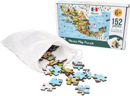 Vista 6 de Terra Puzzles Rompecabezas de 152 piezas de mapa de México, 10 x 15 pulgadas, para niños de 6 años en adelante