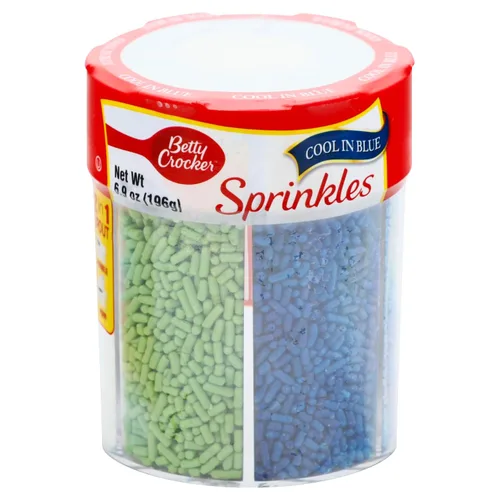 Betty Crocker Gránulos de 6 colores para pasteles, cupcakes, decoración de galletas, hornear, mezclas verdes, azules y blancas, 6.9 onzas