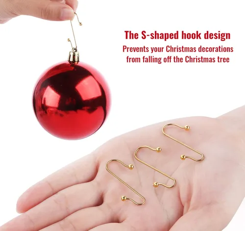 Vista 4 de Lemonfilter 120 ganchos para adornos de Navidad, ganchos dorados para colgar árboles y bolas