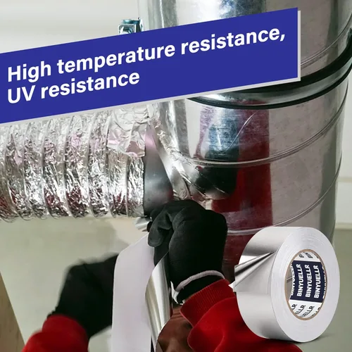 Vista 7 de Cinta de papel de aluminio – 2 pulgadas x 164 pies, cinta HVAC cinta de metal plateado para conductos, cinta adhesiva resistente para aislamiento