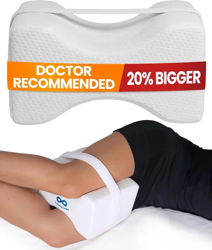 Vista 10 de Everlasting Comfort Almohada de rodilla de espuma viscoelástica para personas que duermen de lado, alivio del dolor de ciática, correa ajustable