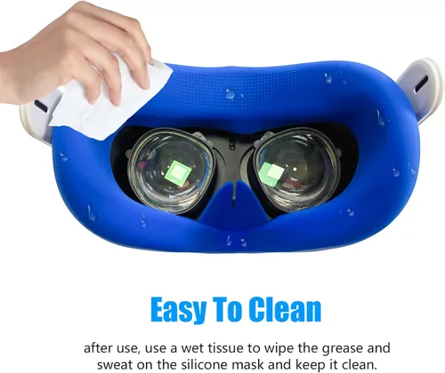 Vista 5 de 4Pcs VR Silicone Face Pad Replacement for MetaOculus Quest 2 face Cushion Cover Sweatproof Lightproof VR Accessories(Black+Blue+Red+Grey)