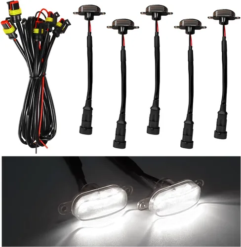 Vista 8 de Dickno 3 piezas de luces de rejilla de coche, brillantes luces LED de rejilla ámbar con arnés de cableado, lámparas impermeables de moldura