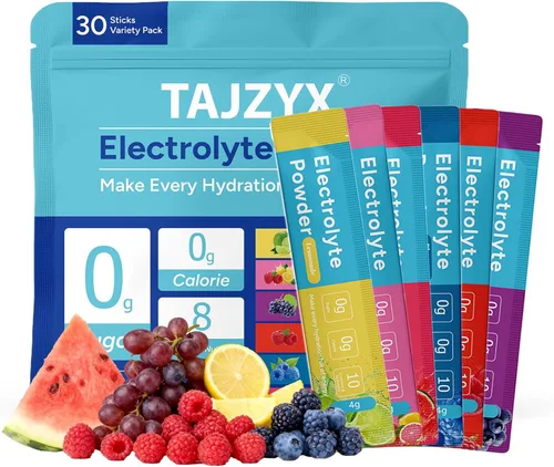 Paquetes de hidratación sin azúcar, paquetes de electrolitos en polvo de 0 calorías, 6 sabores, 8 electrolitos y minerales, paquete variado, 30