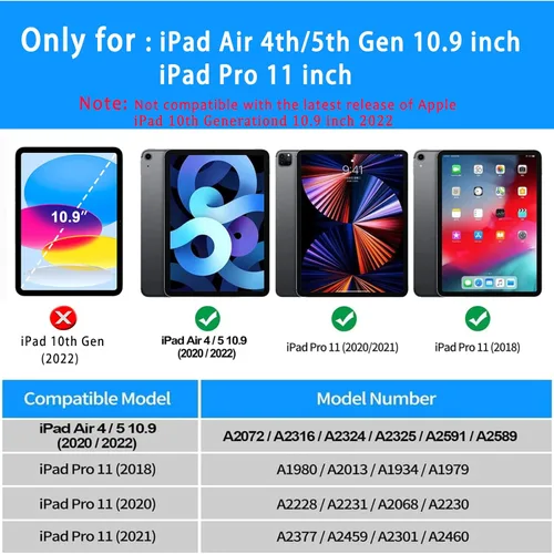 Vista 2 de Funda para iPad Air de 5ª y 4ª generación, iPad Air de 10.9 pulgadas 2022/2020 con protector de pantalla, funda protectora para iPad Pro 11 con asa