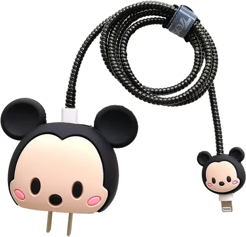 Vista 22 de Bonita funda protectora 3D de dibujos animados para cargador de pared, compatible con adaptador de corriente USB-C de 20 W de Apple y cable