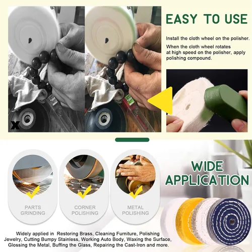 Vista 7 de Keadic Kit de 8 ruedas de pulido de 3 pulgadas, 3 piezas de compuesto pulido, suave, fino/medio/grueso/áspero con orificio de eje de eje de 3/8