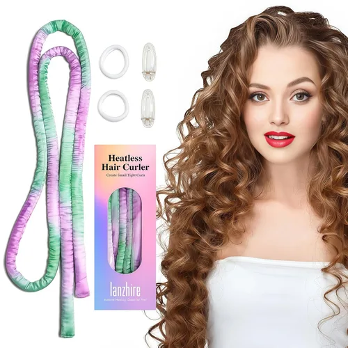 Vista 9 de Lanzhire Cintillo rizador sin calor para cabello largo y corto - Rizadores sin calor delgados para dormir (negro)