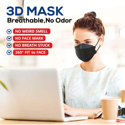 Vista 5 de LEVENIS Mascarillas KN95, paquete de 100 unidades, transpirables, cómodas y desechables, mascarillas KN95, color negro