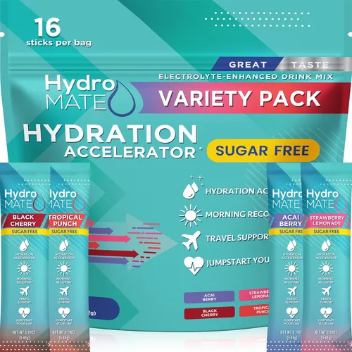 Vista 11 de Paquetes de hidratación sin azúcar en polvo de electrolitos Acai Berry HydroMATE 30 Sticks