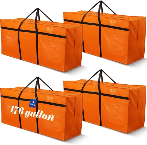 Vista 14 de 4 Piezas Bolsas de Mudanza Grandes con Cremallera y Asas Bolsas de Lona Tipo Duffle Plegables de Almacenamiento Extra Resistentes Extra Grandes Negro