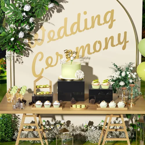 Vista 4 de HIIMIEI Elevadores de buffet, elevadores de alimentos para mesa de bufé, estante de exhibición para catering, postres coleccionables, figuras