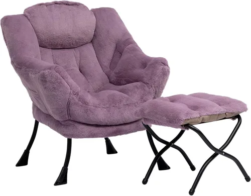 Vista 46 de HollyHOME - Silla perezosa con otomano plegable, sillón de ocio acentuado y cómodo, taburete plegable con reposapiés, sofá de ocio y silla