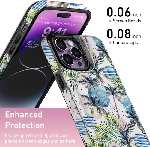 Vista 868 de LETO para iPhone 15 Pro Funda tipo cartera - Tapa tipo folio con patada - Diseños de moda - Tarjetero - Funda protectora para mujeres y niñas - 6.1