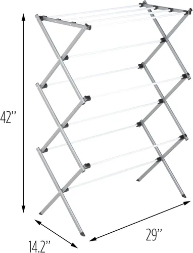 Vista 9 de Honey-Can-Do Estante de secado de ropa plegable de metal, 50 libras, 29 x 14.2 x 42.1 pulgadas, blanco y gris