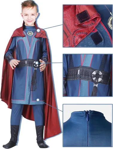 Vista 4 de Lydoesy Kids Strange Cosplay Costume Dr Costume Jumpsuit Cloak Outfit Halloween for Boys
