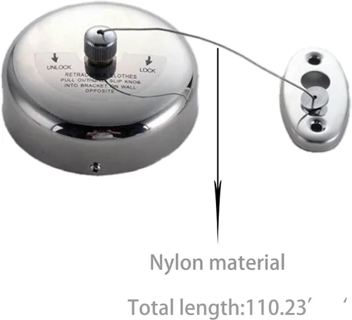 Vista 5 de Tendedero retráctil, secadora de ropa de acero inoxidable 304 con cuerda ajustable para colgar secado, ducha, baño, lavandería, hotel, balcón