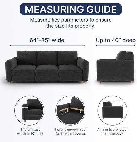 Vista 5 de PAULATO BY GA.I.CO. Funda para sofá, funda elástica para sofá, funda protectora de sofá de 3 plazas para mascotas y niños, funda suave para sofá