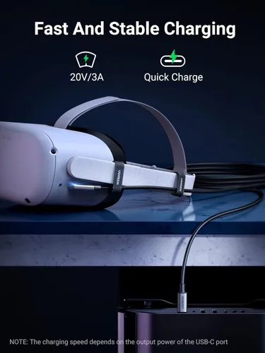 Vista 7 de UGREEN Cable Link compatible con Oculus Quest 2Pico 4 y PCSteam VR, cable de auriculares VR Link de 16 pies con transferencia de alta velocidad