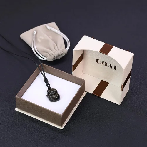 Vista 7 de COAI Collar con colgante de zorro de piedra para hombre y mujer, Piedra, Jaspe